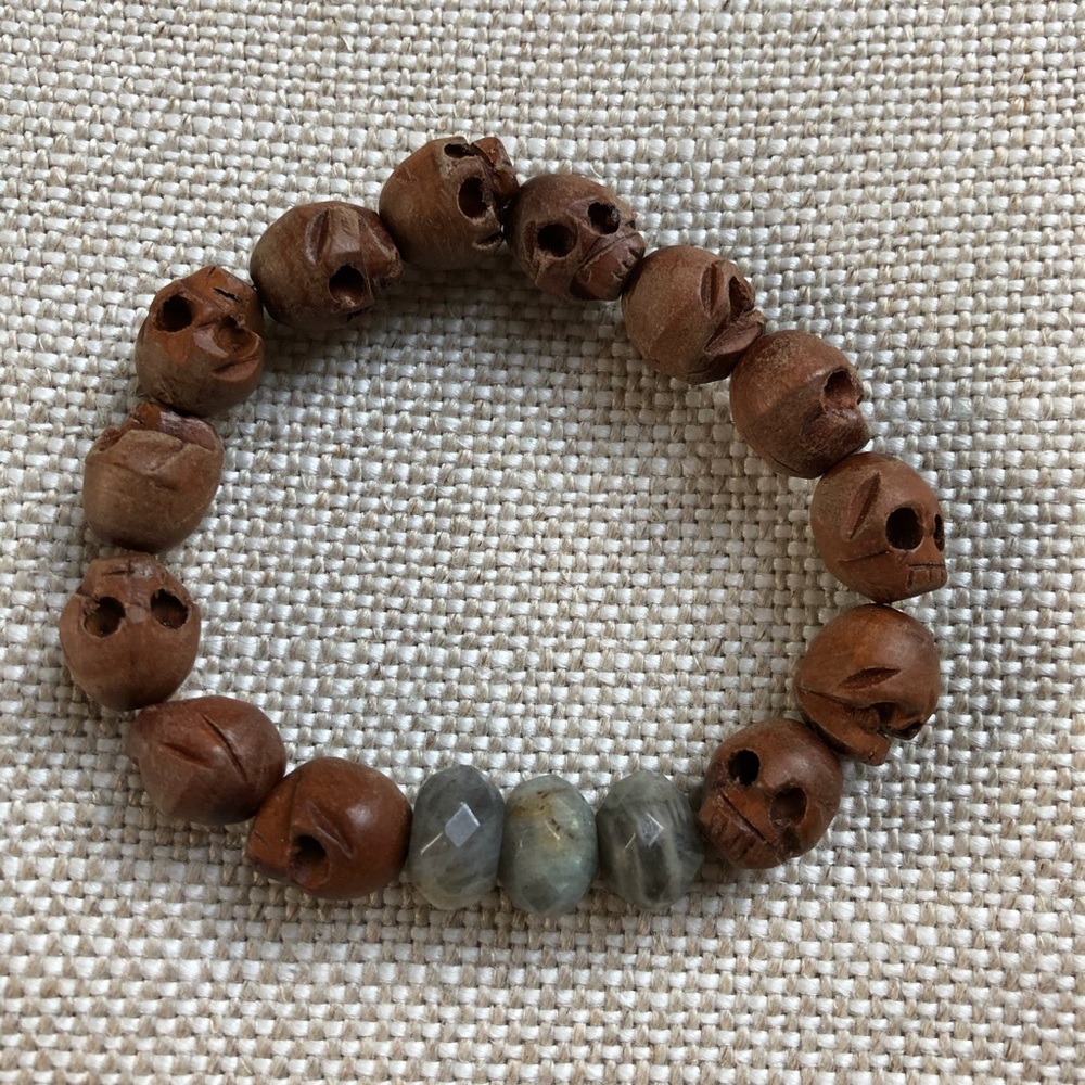 Sisco Bracelet Brown Skulls Beads Stackable Grey - image 1